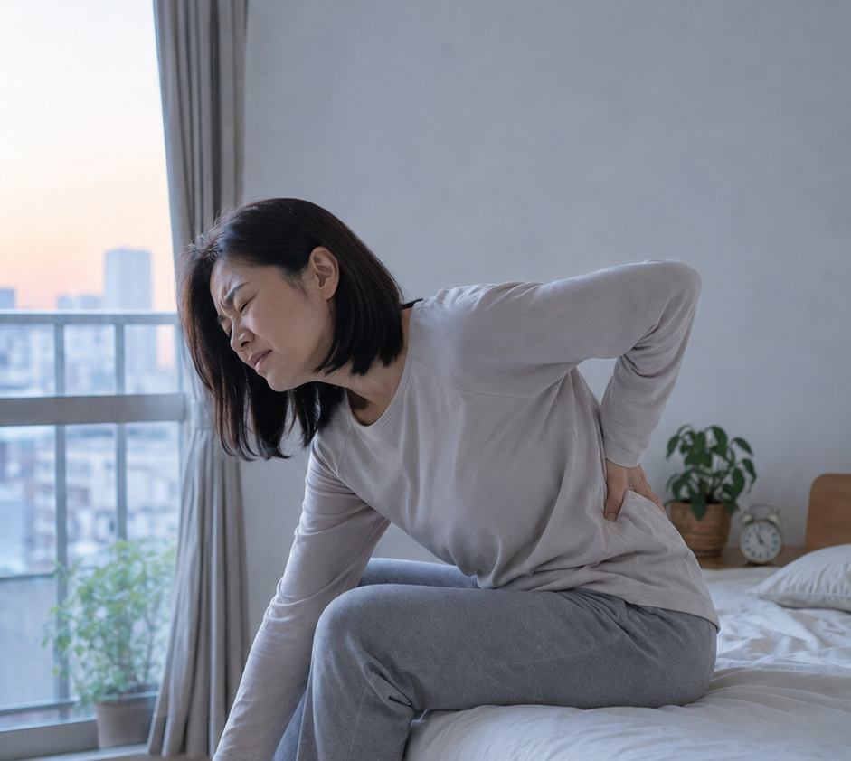 朝起きて腰が痛いイメージ